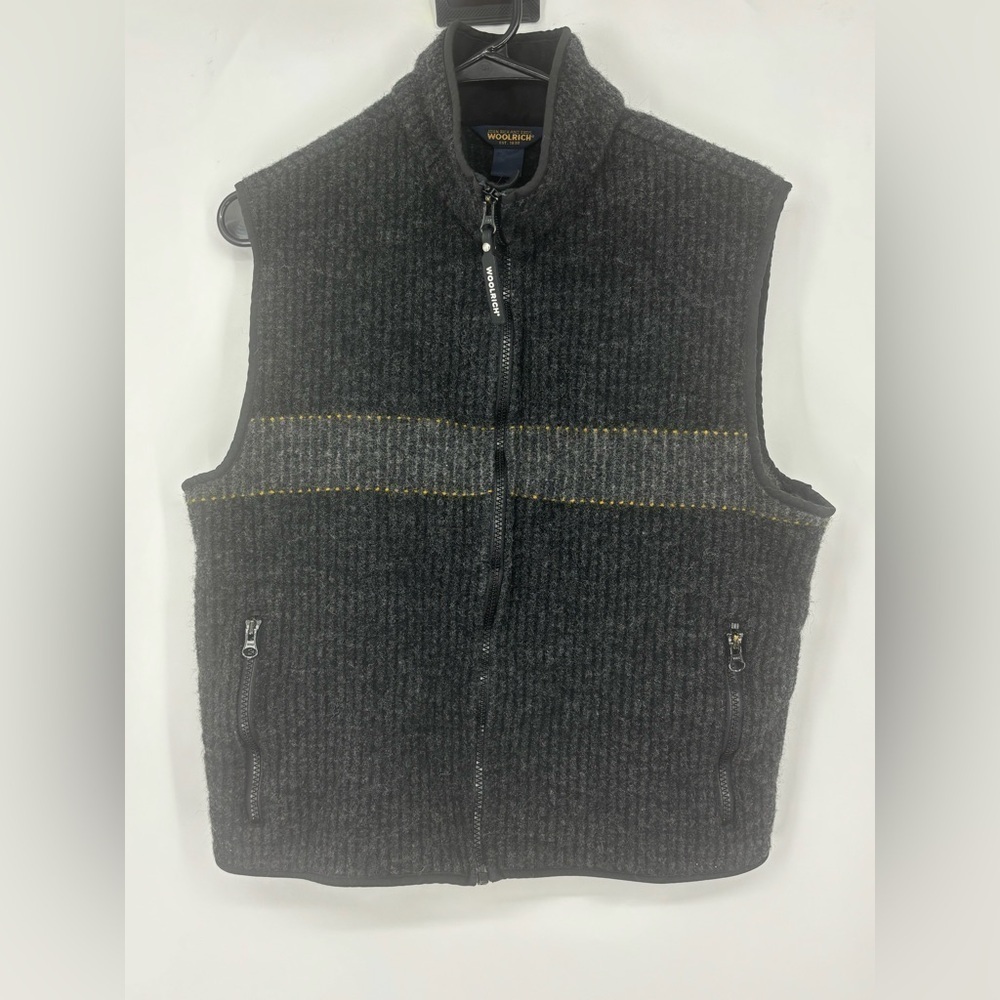 Woolrich Charcoal Gray Full-Zip Wool Vest Small